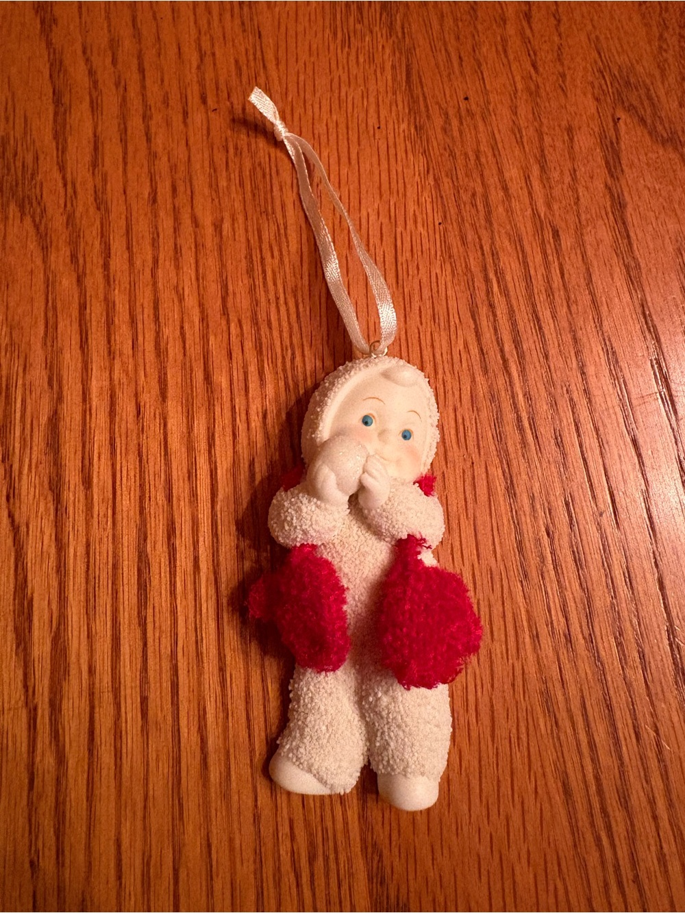 Department 56 Snowbabies “Ready, Set, Throw!” Ornament in Red and Cream